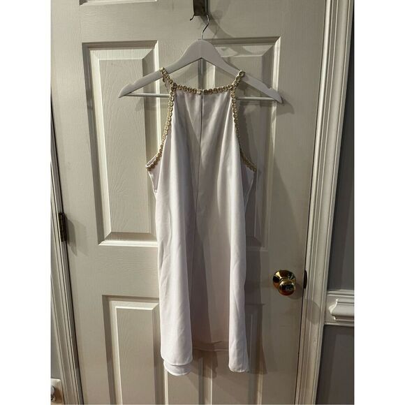 Lilly Pulitzer White & Gold Applique Halter Style Cocktail Dress sz 6 EUC - Picture 3 of 6
